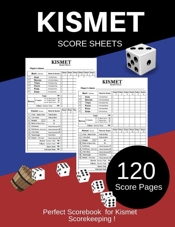 Kismet Score Sheet Kismet Scoring Game Record Keeper Book