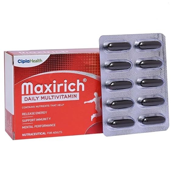 Maxirich Daily Multivitamin For Men & Women With Essential Nutrients, Vitamins, Minerals, Anti-oxidants For Building Immunity & Energy 30 Capsule per Box (Pack of 1 Box) (B0D4537FXV) Amazon Price History, Amazon Price Tracker