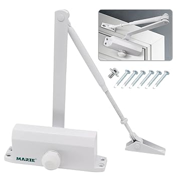 Marie Heavy Duty Door Closer Internal Size 3 Automatic Spring Hydraulic Adjustable Arm Operated with Hold-Opening Function for Commercial & Home, Use for 40-65 KG Door Aluminum