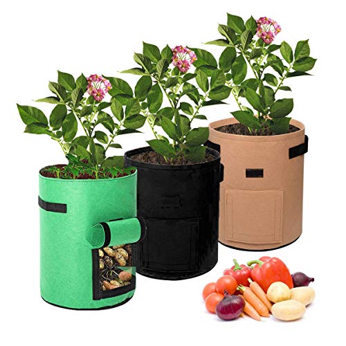 Plant Grow Bags 3 Pack 10 Gallon Garden Planting Box for Vegetable Thickened Non-Woven Fabric Vegetable Growing Bag Breathable and Easy to Harvest Planting Bags