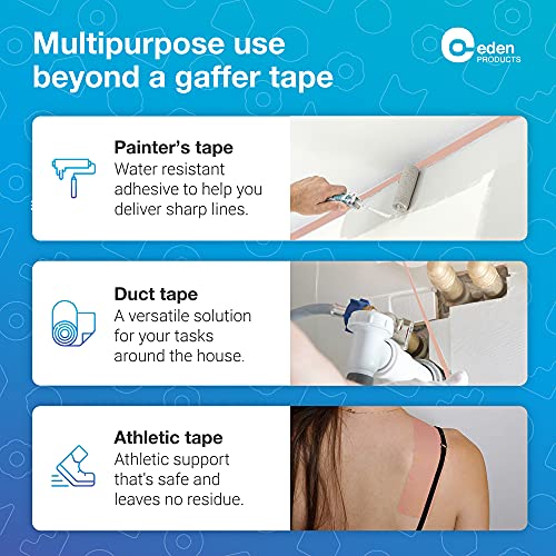 Image of EdenProducts Professional Grade Gaffer Tape 2 inch x30 Yards, Floor Tape for Electrical Cords & Cable, Non-Reflective Matte Finish Gaff Tape, No Residue Multipurpose Tan Gaffers Tape 2 inch (Pack of 2)