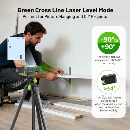 Image of Laser Measure Device 3-in-1, Huepar 330ft Laser Measurement Tool & 33ft Cross Laser Level & 6.5ft Tape Measure, Rechargeable, Voice Broadcast, Multi-Mode, Rugged for Construction & Home Use, SW-T100