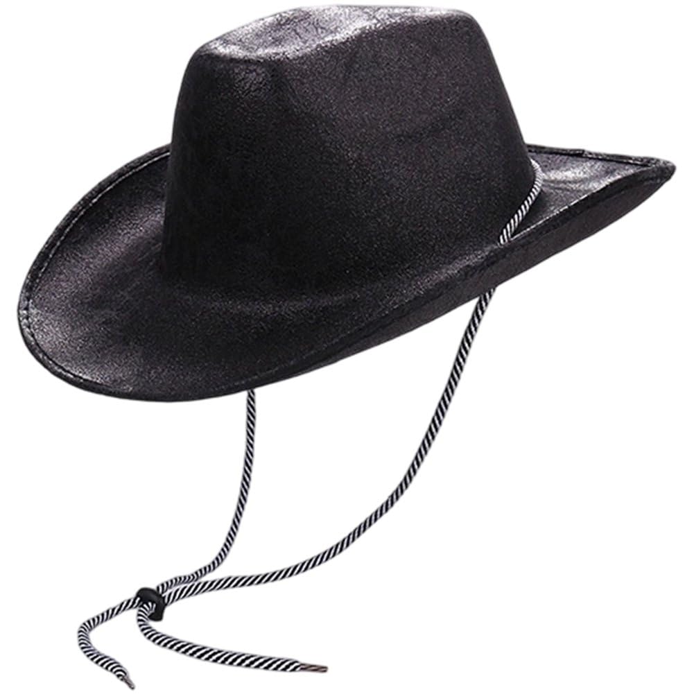 Sofezdo Suede Cowboy Hat Western Cowgirl Cap Vintage Wide-brim Soft Fedora Hat with Adjustable Strap for Men Women