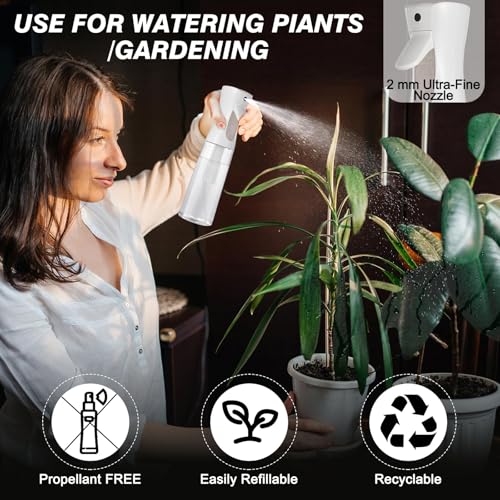 مومنت زجاجة بخاخ مستمرة بلاستيكية فارغة رذاذ رذاذ ماء فائق النعومة لتصفيف الشعر وتنظيف صالونات العناية بالنباتات والعناية بالحيوانات الاليفة (10.1 اونصة/300 مل) (اسود شفاف)