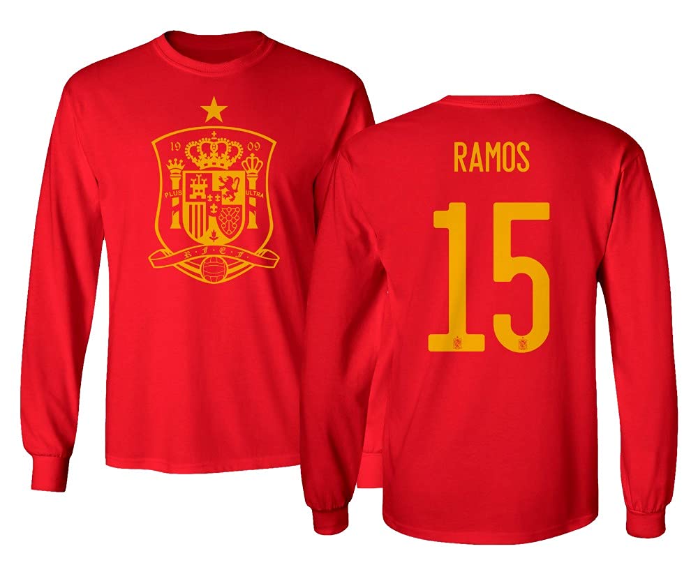 European Soccer 2020 Spain #15 Sergio Ramos Jersey Style Unisex Long Sleeve Tshirt