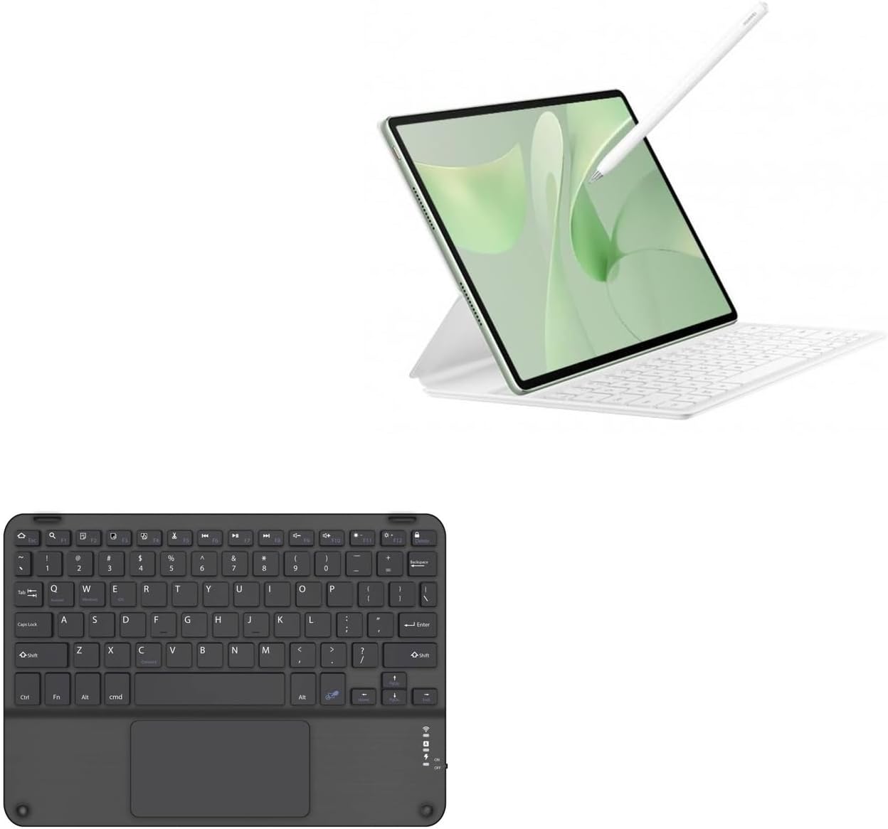 BoxWave Keyboard Compatible with Huawei MatePad 12 X - SlimKeys Bluetooth Keyboard with Trackpad, Portable Slim TouchPad - Jet Black