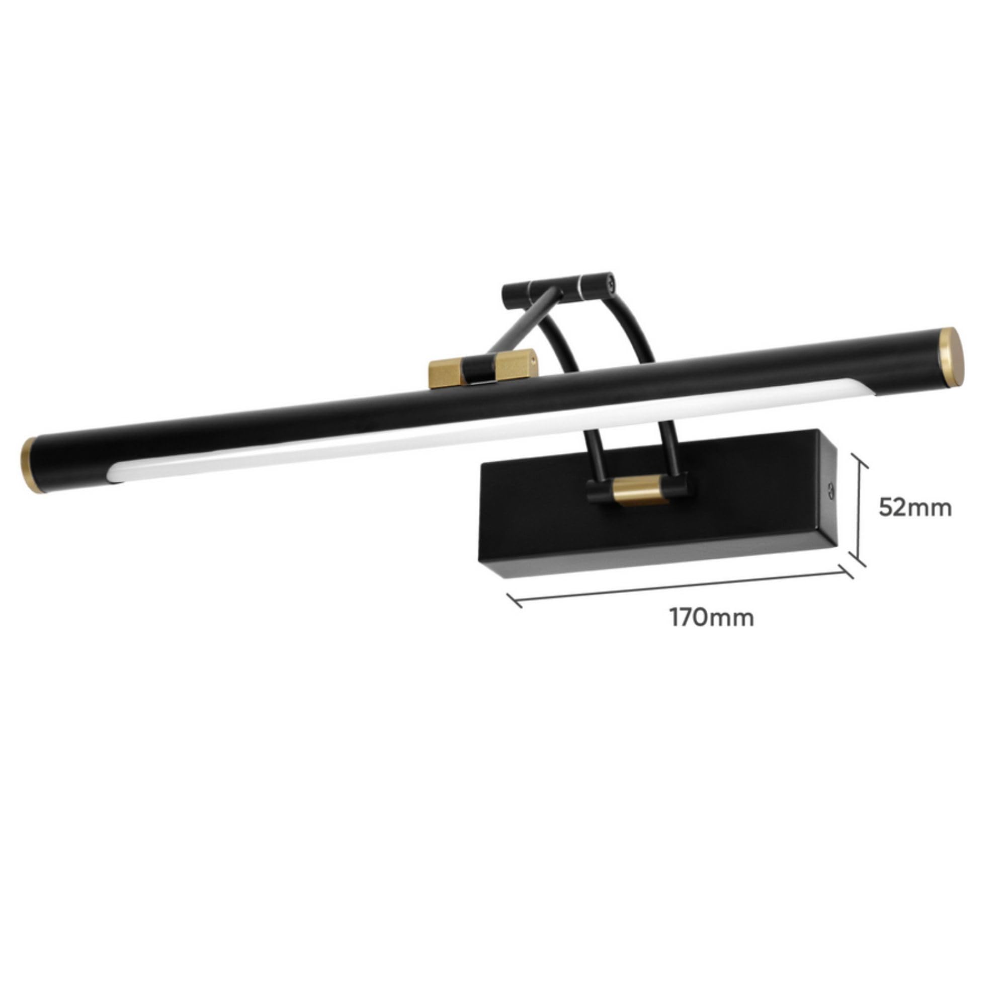 Lampada Specchio Bagno Colore Nero 4000K IP44 Applique Bagno Specchio con Braccio Mobile - Regolazione dell'Angolo di Illuminazione Design Moderno (40cm / 7W / 770lm)