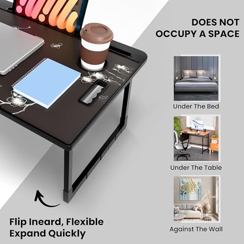 Image of Study Table Bed Table Premium Laptop Table /Foldable and Portable Wooden /Writing Desk for Office /Home /School (CTD Flower)