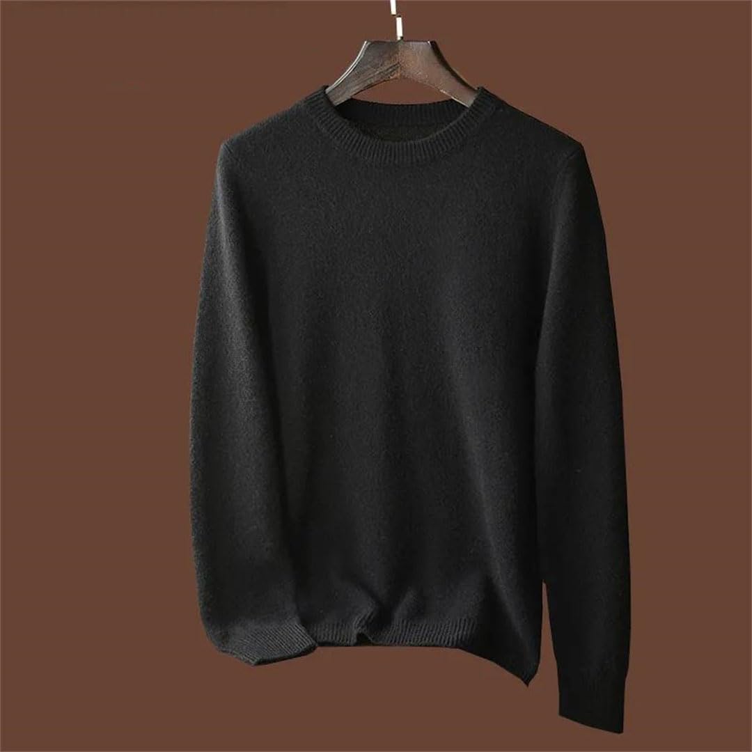 Suéter de cachemira de invierno para hombre, cuello redondo, grueso, 100% sólido, suéter de montaña