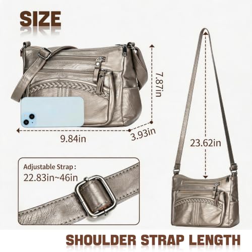 Image of ELDA Purses for Women Pocketbooks Soft PU Leather Ladies Crossbody Purse Multi Pocket Shoulder Bag