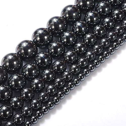Natural Stone Beads 5mm Hematite Gemstone Round Loose Beads Crystal Energy Stone Healing Power for Jewelry Making DIY,1 Strand 15'