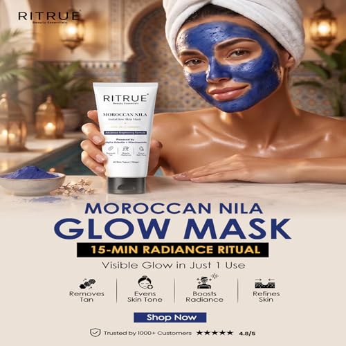 Image of Morocco Nila Powder Face Pack | No DIY | Just Direct Apply | Instant Detan & 15 Min Glow with Niacinamide & Alpha Arbutin | Tan Removal, Even Skin Tone, Advance Brightening | ALL SKIN TYPE By Ritrue Moroccan