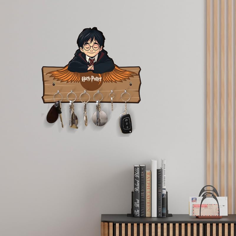 Image of Decorative Harrys Calm Wooden Key Holder for Home Decor Key Hangers Keychain Holder & Key Holder for Wall | No Drilling Required | with 2 Strong Sticker Hooks