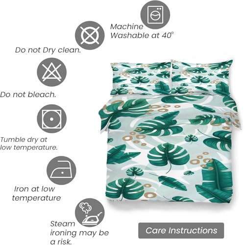 Housse de couette 200x200 vert feuille de tortue microfibre