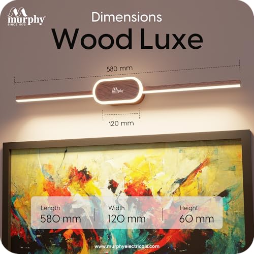 Image of Murphy 16W+2W LED Mirror Light | 3 Color Changing (White /Warm /Natural) | Wooden Finish, Modern Over Mirror Bathroom /Dressing Table Light | Pack of 2 | 2-Year Warranty