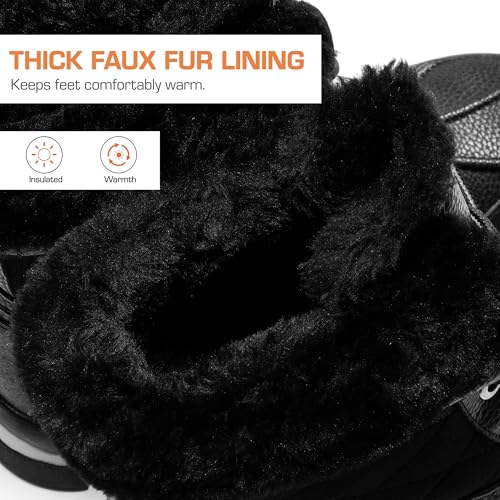 DREAM PAIRS Snow Boots for Women Waterproof Mid Calf Lace Up Duck Boots Warm Faux Fur FuzzyGo Bold Winter Boots for Outdoor,Size 8,Black,SDSB2401W
