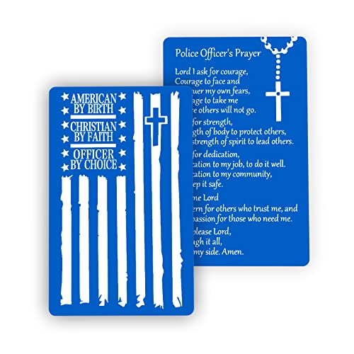 Alunmair 3PCS Metal Police Officers Prayer Card Engraved Inster Police Academy Graduation Gift Engraved on a Metal Wallet (3 Pieces, Blue V)