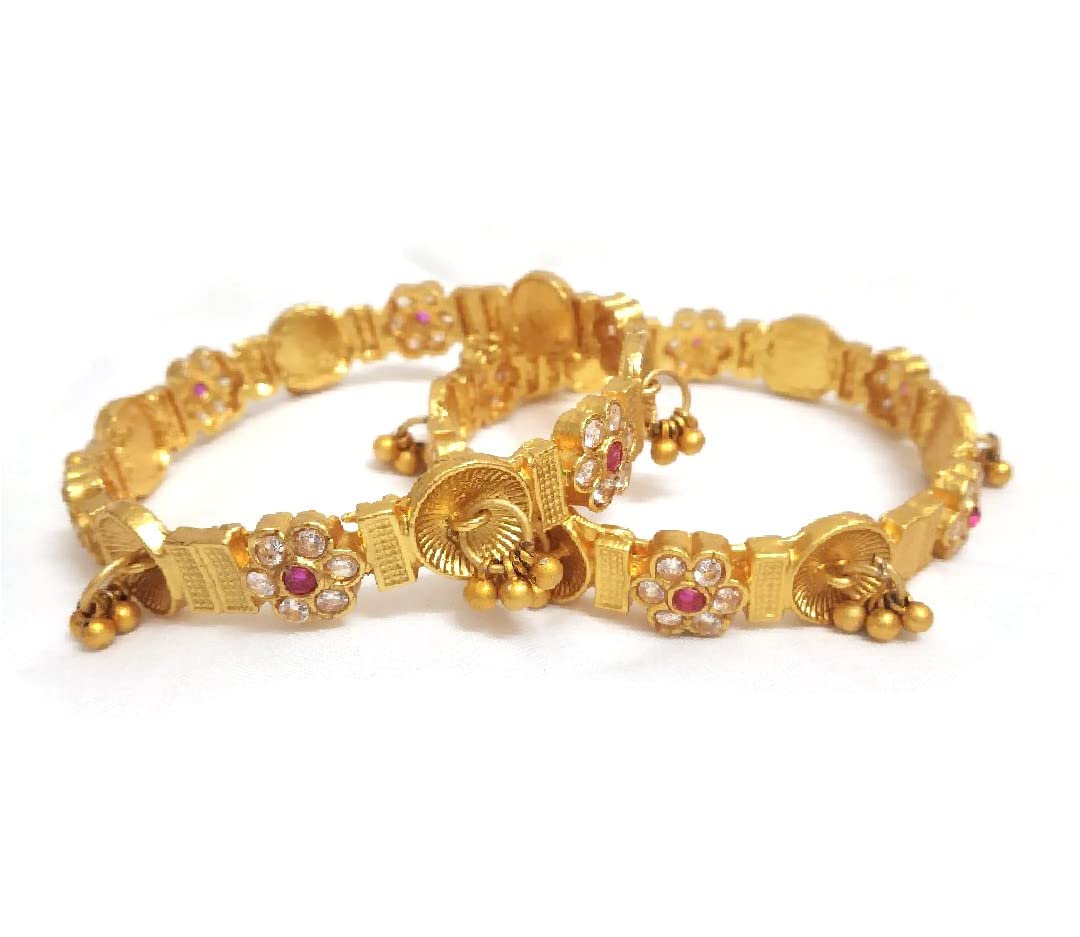 Santosh Enterprise Antique Gold Plated Ad stone Ghungroo Bangles Set Jewellery For Girls and Womens.(Set of 2 piece) (2.8) (B09QM6TTYB) Amazon Price History, Amazon Price Tracker