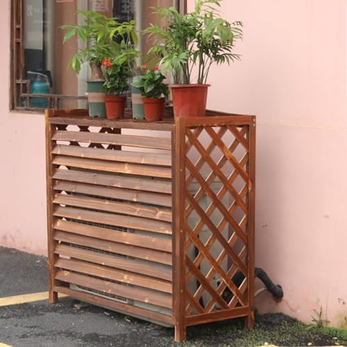 Cubre Aire Acondicionado Exterior Madera Funda Aire Acondicionado Exterior Balcon Cubierta Aire Acondicionado Madera Protege Del Sol La Lluvia Y El Polvo Fundas Aire(86x35x80cm)