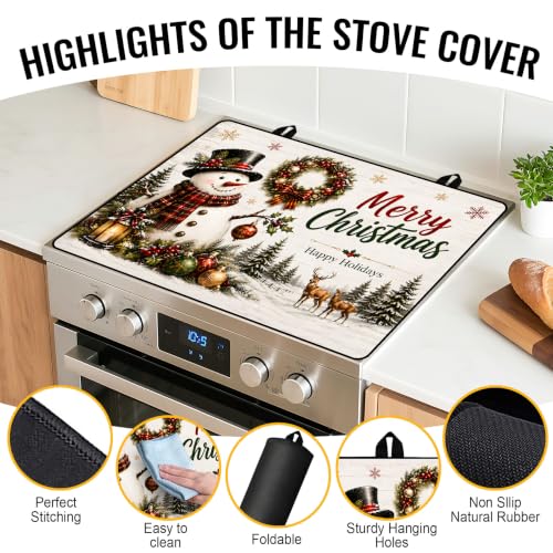 Image of NYZE Christmas Stove Top Cover for Electric Stove, Glass Stove Top Cover, Heat Resistant Glass Stovetop Protector, Kitchen Decor, Dish Drying Mats Cover for Washer Ceramic Top, 28.5x20.5 in