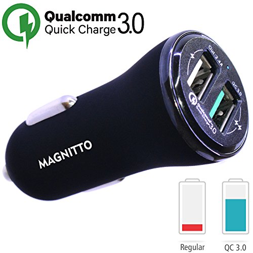 MAGNITTO Fast Car Charger Adapter 5.4A 30W Output Dual USB port 3A Smart