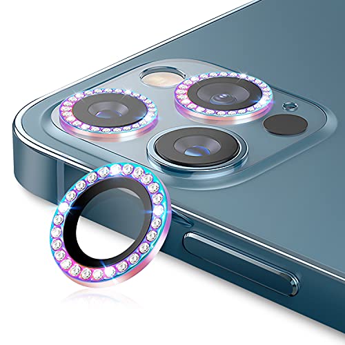 KIQ Premium Protection Heavy Duty Diamond Back Camera Lens Anti-Scratch and Lightweight for Apple iPhone 12 Pro Max (Rainbow)