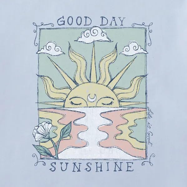 Life is Good. Women's Good Day Sunshine Ocean Crusher Boxy Hoodie, Glacier Blue
