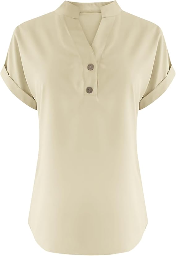 Maglia Donna Maniche Lunghe In Cotone - Colletto Camicia E Scollo A V - Stile Casual Elegante Per Autunno/Inverno - Foto 5