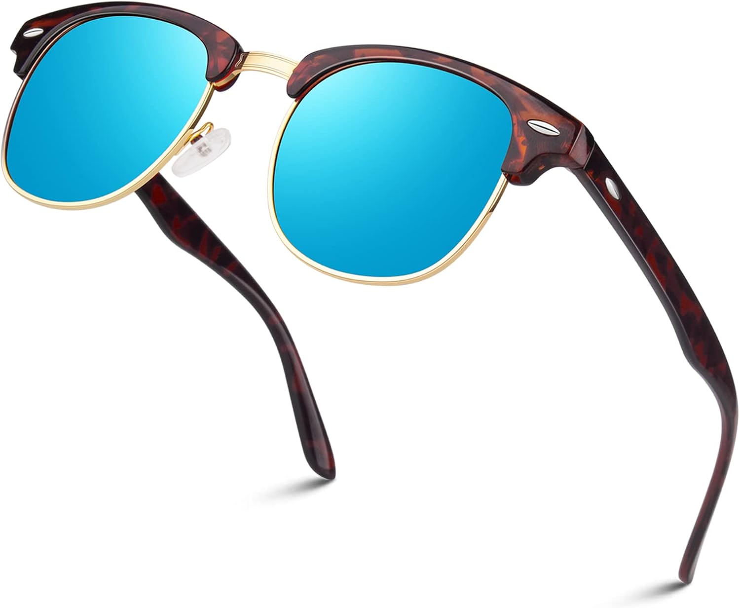 Classic Tortoise Frame | Blue Mirrored Lens | Golden Rim