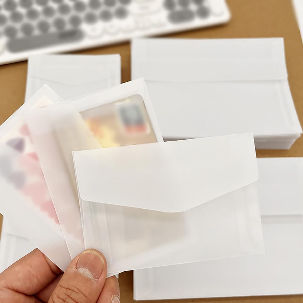 Lot de 100 enveloppes en papier transparent 7 x 10 cm pour timbres et collection