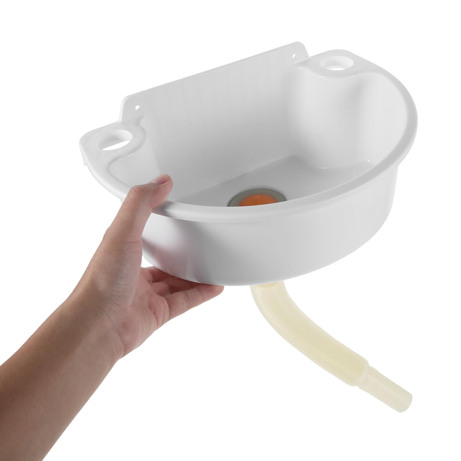 CLISPEED Lavabo Angolare Piccolo per Bagno Bianco in Plastica con Montaggio a Parete Facile senza Foratura Design Moderno e Pulizia Rapida Adatto a Piccoli Spazi e Balconi