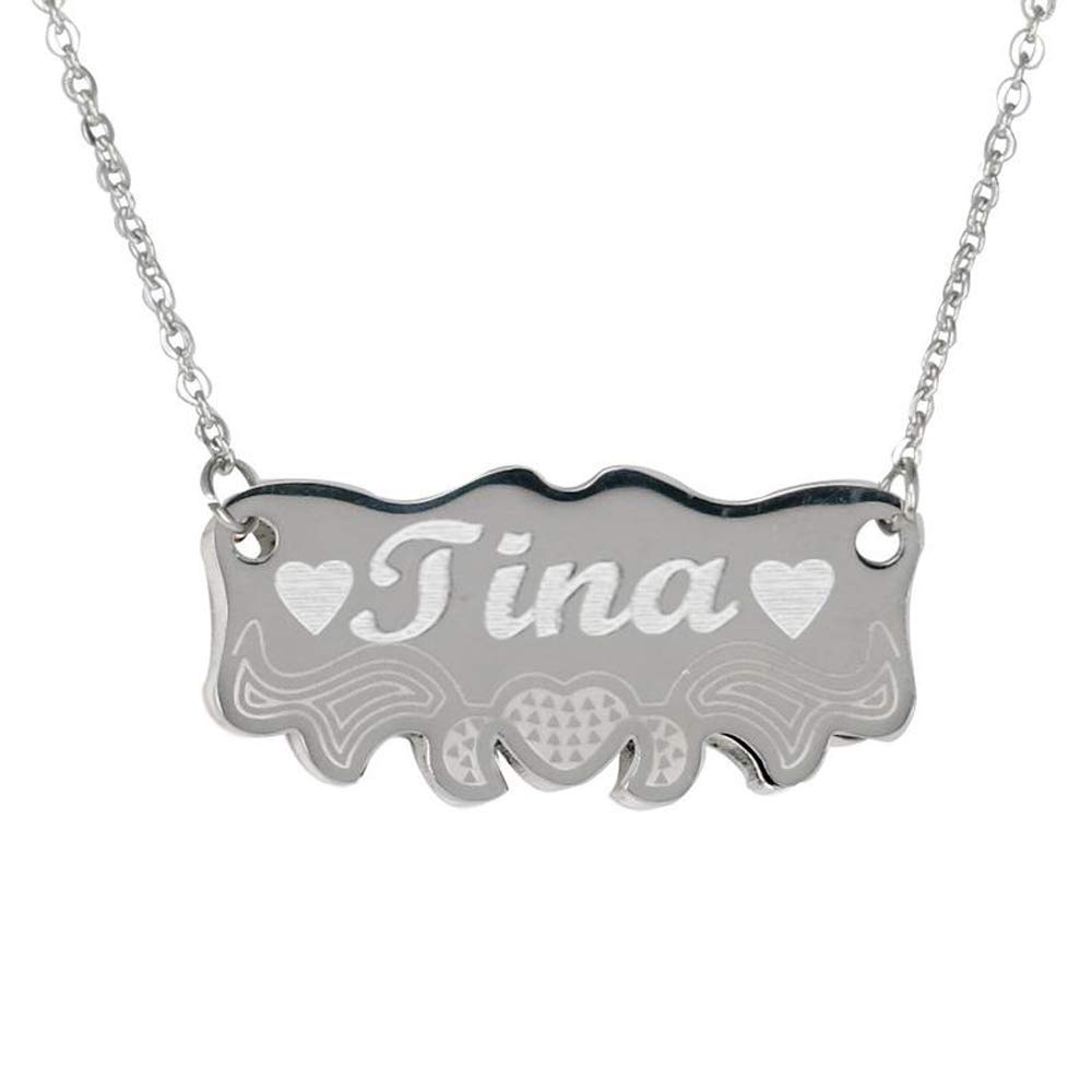 ProLuckisEngraving name necklace for girls personalized gold necklace initial necklace boy's Name Necklace Personalized Jewelry (Silver)