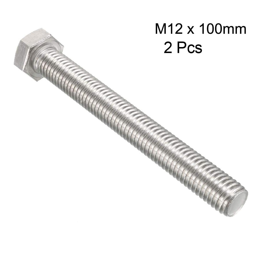 TA-VIGOR M12 x 100mm Hex Bolts 2 Pack, 304 Stainless Steel Hex Head Bolts, Heavy Duty M12 for Automotive Machinery, Metalwork - Image 3