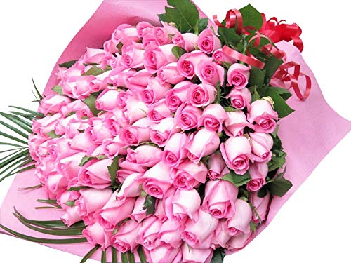 Amazon｜107本 バラ 花束 ピンクのバラ花束 単色かピン系ミックス 誕生