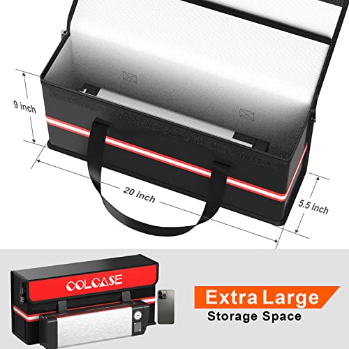 Colcase Lipo Safe Bag Fireproof Explosionproof Ebike Battery Storage Bag And Lipo Battery Charging Bag With Combination Lock Silicone Coated Fireproof Bag (20 X 5.5 X 9 In) #TOP4