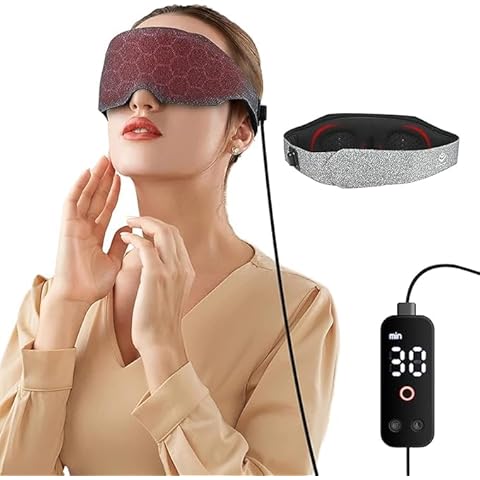 Heated Eye Mask, Electric Heated Eye Mask with Adjustable Temp & Strap for Men & Women,Sleep Mask of 3D Light Blocking Blindfold,Grey Cover