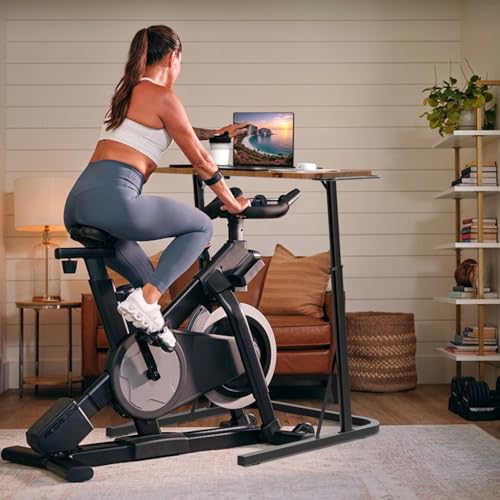 Image of Adjustable Treadmill Walking Pad Desk, for Bike /Cycling Trainer, Workstation Standing Desk, Trainer Stand Table for Indoor, Treadmill Attachment-Exercise While Working or Watching TV, Rustic Brown