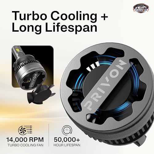 Image of PRIVON 320W Warm White H7 LED Headlight Bulb for car - 32000LM 4300K, 2 years Replacement Guarantee, Plug & Play, Error-free CANBUS, IP 68 waterproof - pack of 2 (160W each bulb, H7 /H18)