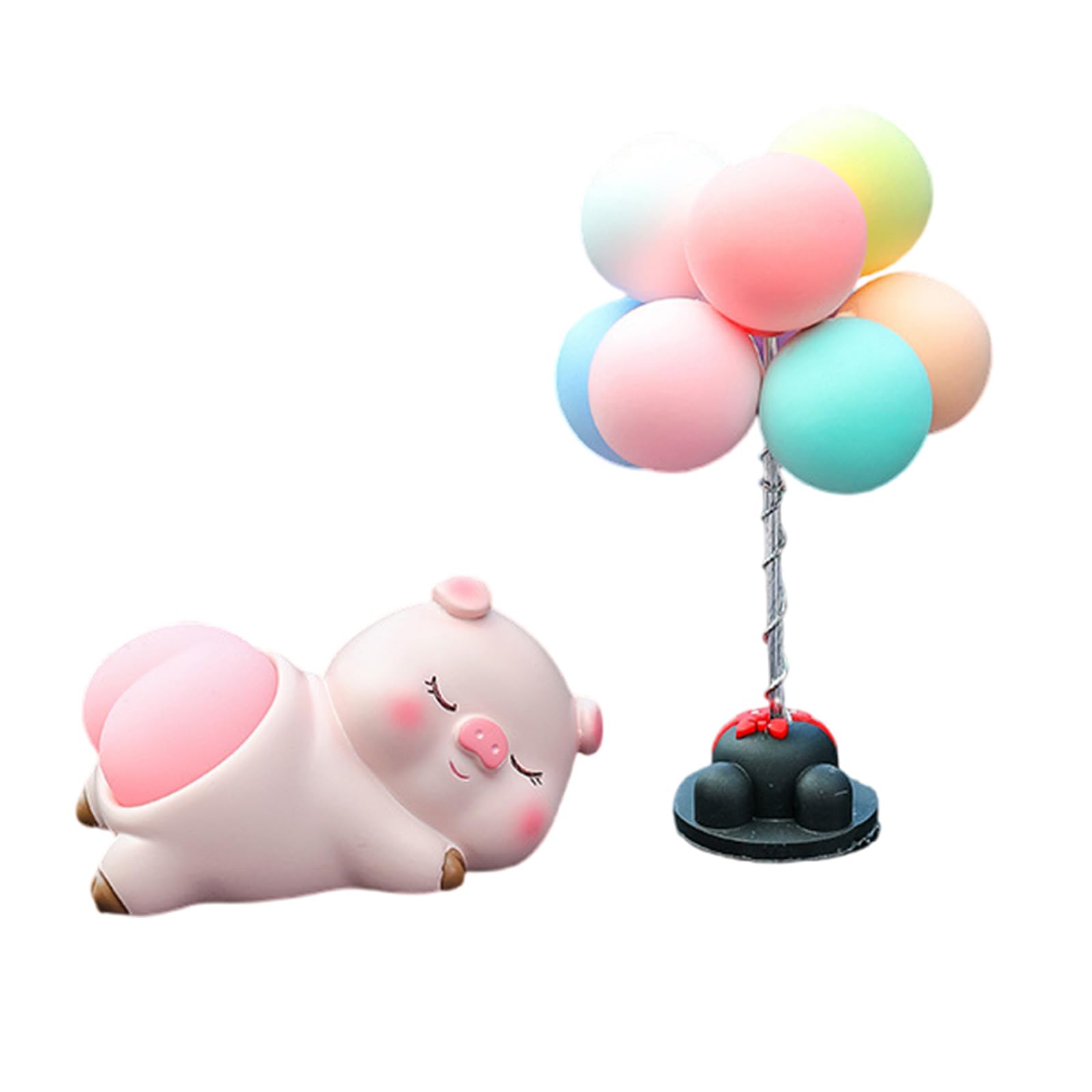 Buxuaaaa Bring Balloons Resin Animal Figurine Ornament Suitable For Car Interior Dashboard Home Decoration Desk Display Stress Relief Miniature Animal Figurines