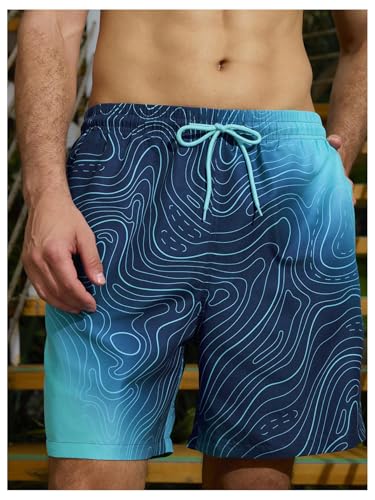 OYOANGLE Men's 2 in 1 Mens Swim Trunks 7 Inch Swimming Shorts Swim Suits Board Shorts with Pockets3