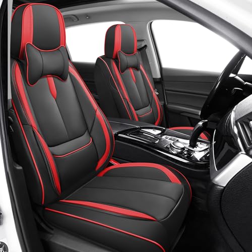Image of Seat Covers for Chevy Silverado 1500 2007-2026 (Black&Red,Luxury Front Set)