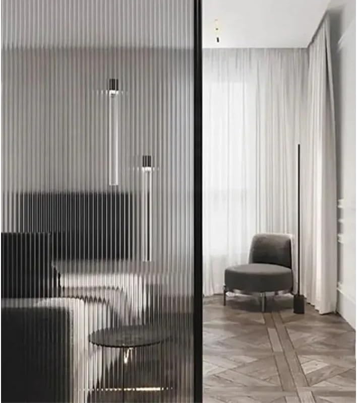 バスルームウィンドウフィルム， すりガラス風3D装飾窓用デカール 非粘着性 浴室 リビングルーム プライバシーフィルム(30x500