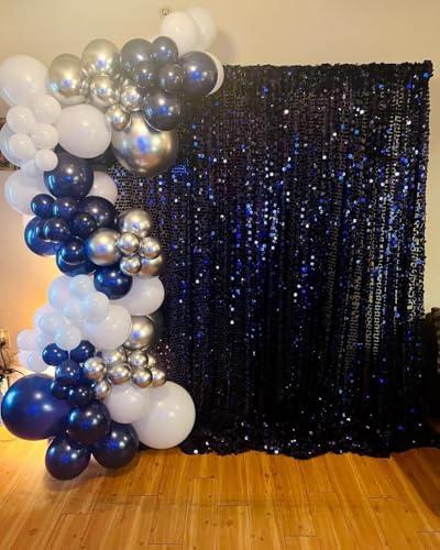 Image of 153Pcs Navy Blue and Silver Balloons Garland Arch Kit with Stars -22 18 12 10 5 inch Different Size Royal Blue White Silver Latex Balloon for Birthday Baby Shower Anniversary Party Decorations