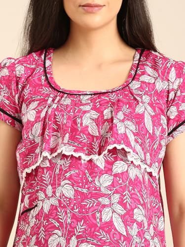 Image of Rupa Jon Aishwarya Women Full Length Maternity Night Dress in Cotton Blend Fabric, Maxi Nighty, Pregnancy Night Dress for Nursing, Pre and Post Pregnancy