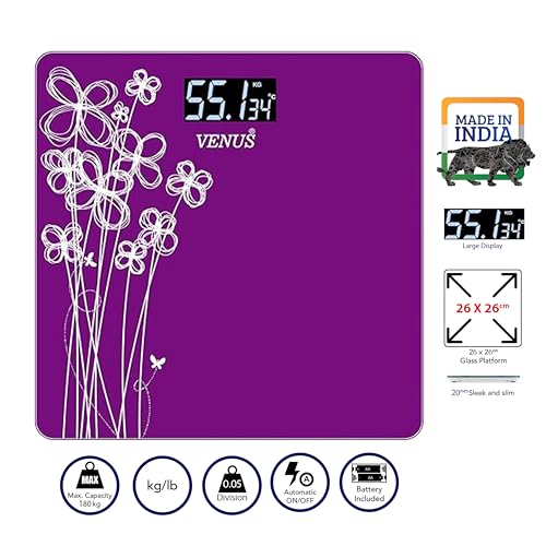 Image of Venus (Made in India) Electronic Digital Personal Bathroom Weight Machine for Body Weight upto 180 kg Weighing Scale with 24 Months Warranty