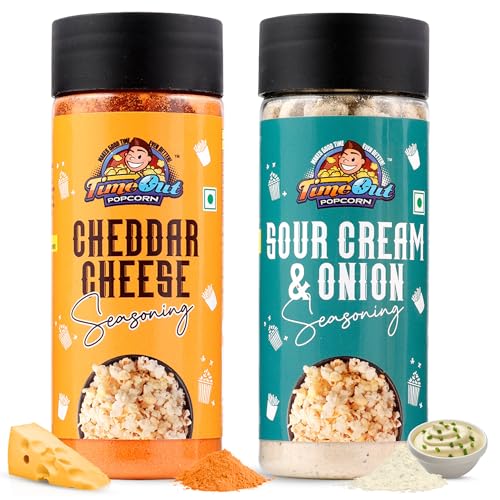 Image of Time Out Popcorn Cheddar Cheese & Sour Cream n Onion Powder, Seasoning Multi-Purpose, Popcorn and Snacks Flavoring,Pack of 2, 100g Each