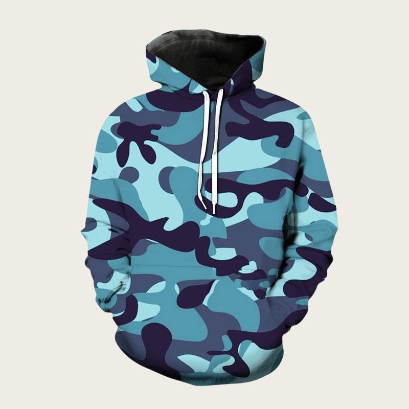 evzosrz Mens Camo Hoodies 2024 Sports Fashion Drawstring Sweatshirts Casual Long Sleeve Loose Pullover Camouflage Shirts2