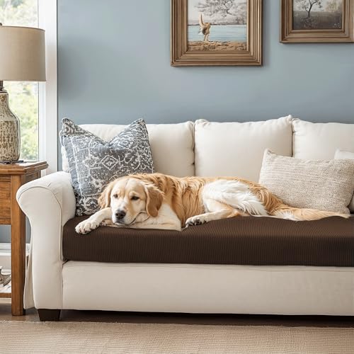 Image of Chunyi Jacquard Polyester Spandex Cushion Slipcover (Sofa Cushion, Chocolate)