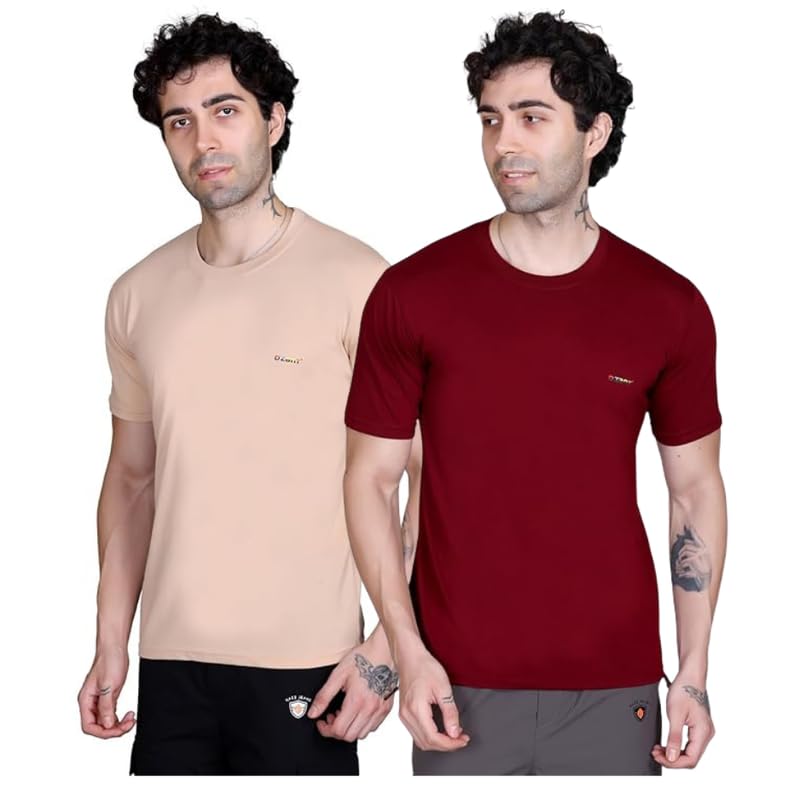dzant Men's Super Combed Cotton Rich Solid Round Neck Half Sleeve T-Shirt for Men Pack of 2-picture-59