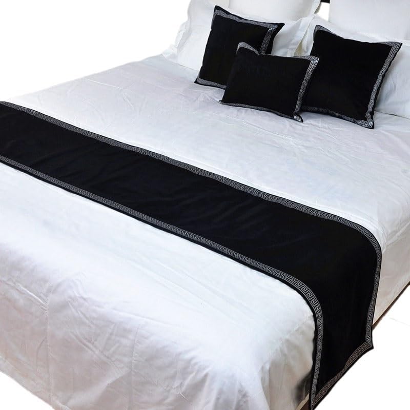 Velvet Bed Runner Solid Bed Spread Cover Home Hotel Decoration Pillow Cases(Purple,40x180cm)